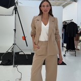 Adjustable Sleeve Blazer - Biscotti