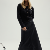 Vegan Leather A-Line Skirt - Black