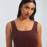 Panelled Midi Dress - Dark Espresso
