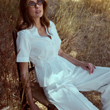 Short Sleeve Pintuck Shirt - White