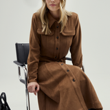 Vegan Suede Shirt Dress - Camel
