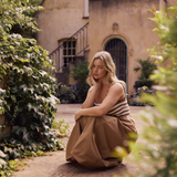 Square Neck Gathered Dress - Biscotti/White Stripe (Pre Order)