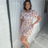 Pocket Shirt Mini Dress - Copper Palms