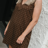 Placket Mini Dress - Walnut/White Spot (Pre Order)