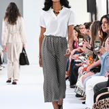 Elastic Waist Midi Skirt - Dark Olive Stripe