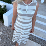 Crochet Sleeveless Dress - Wheat Stripe
