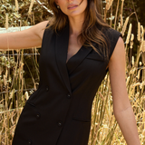 Double Breasted Midi Dress - Black