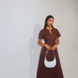 Short Sleeve Midi Dress - Espresso