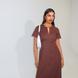 Short Sleeve Midi Dress - Espresso