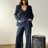 Tailored Double Breasted Blazer - Navy