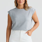 Cap Sleeve Jersey Tank - Grey Marl