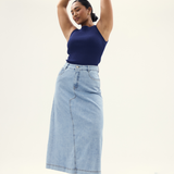 Sleeveless Boat Neck Knit Top - Indigo Blue (Pre Order)