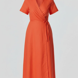 Wrap Shirt Dress - Flame