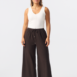 Textured Drawstring Pants - Dark Chocolate