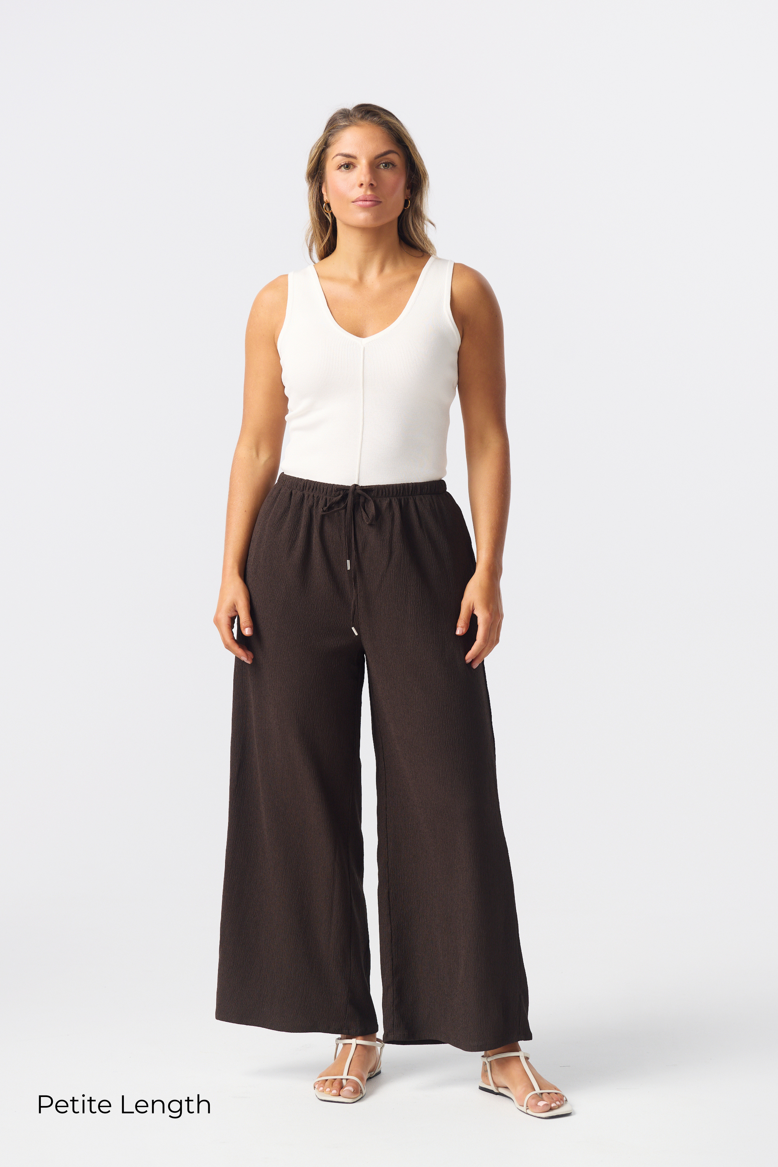 Textured Drawstring Pants - Dark Chocolate