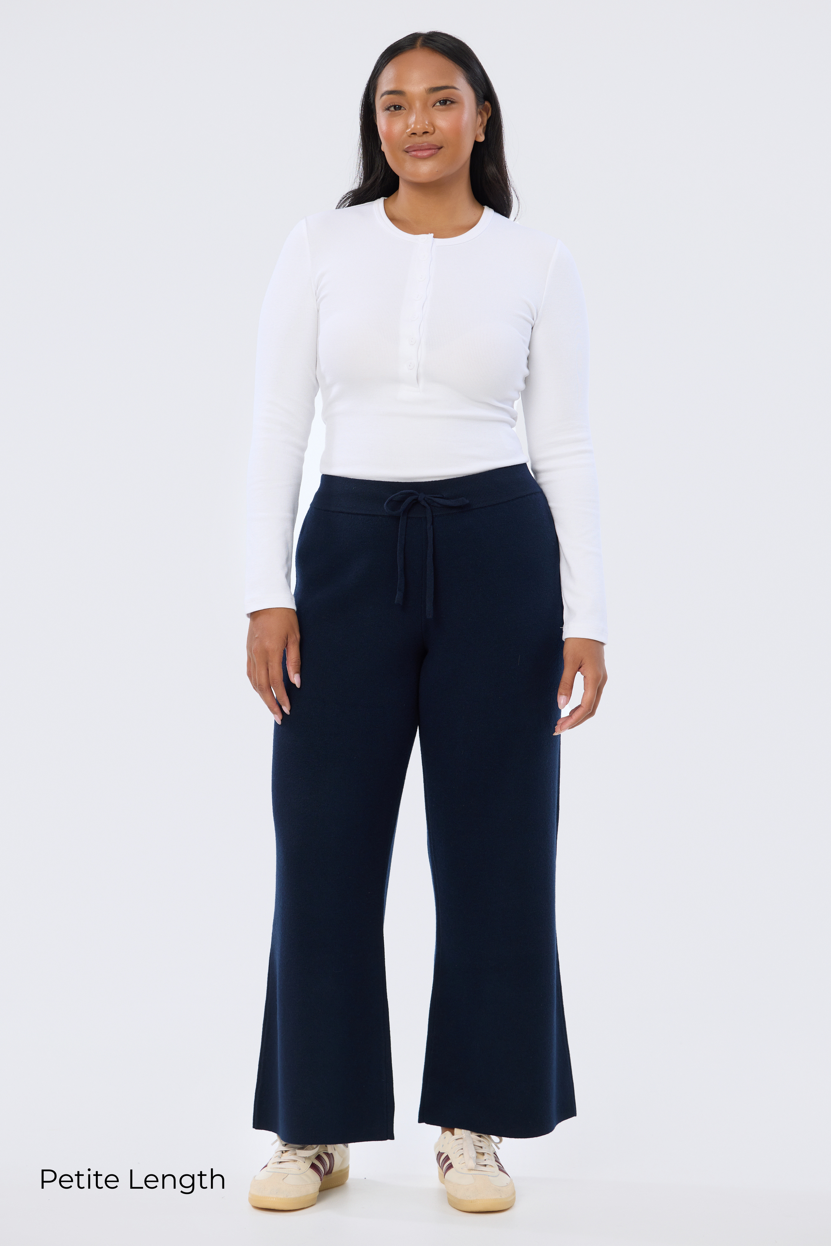 Knit Drawstring Pants - Navy
