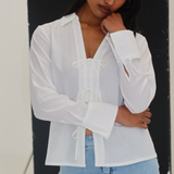 Tie Front Top - White