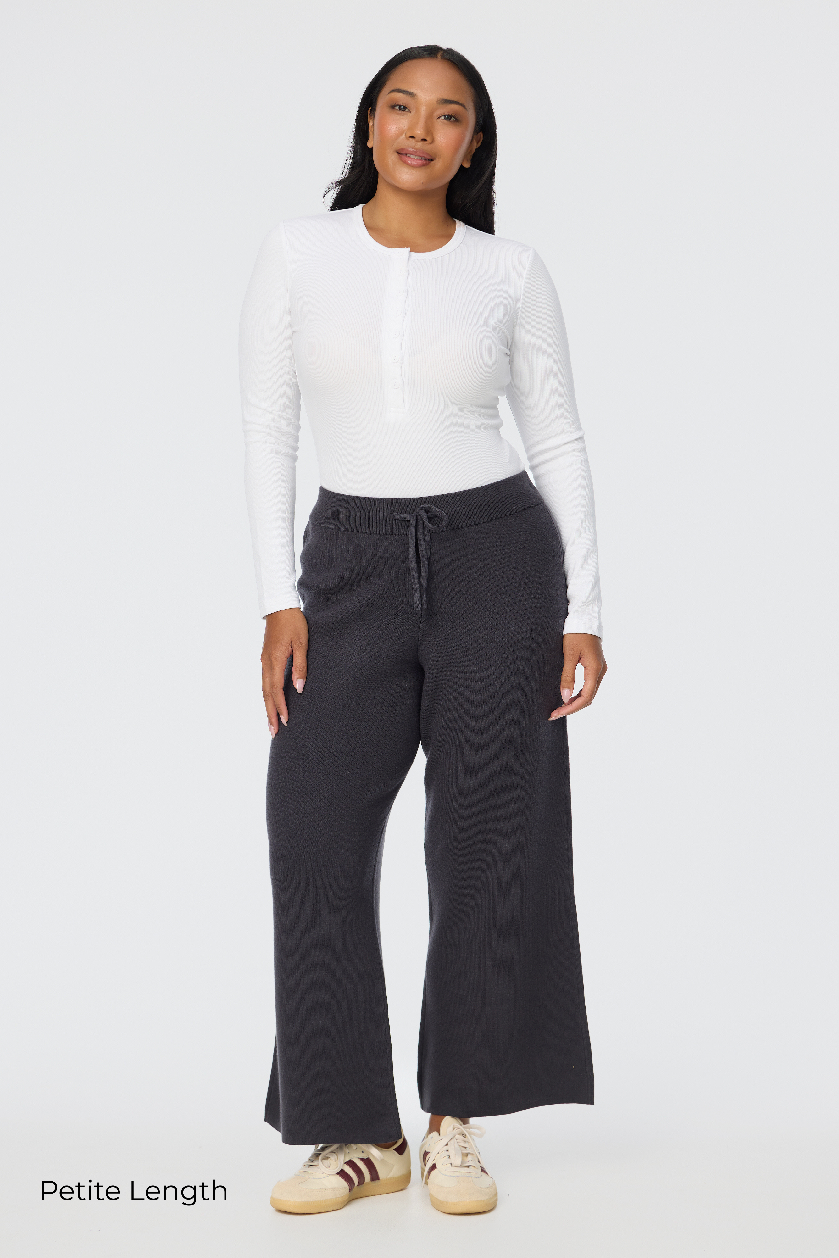 Knit Drawstring Pants - Charcoal