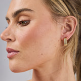 Ribbed Rectangular Hoops - Gold