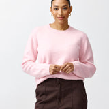 Long Sleeve Crew Neck Jumper - Soft Pink