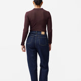Zip Polo Knit Top - Dark Chocolate