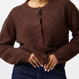 Textured Knit Cardigan - Dark Chocolate