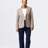 Herringbone Tailored Blazer - Taupe
