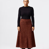 Vegan Suede A-Line Skirt - Cappuccino