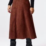 Vegan Suede A-Line Skirt - Cappuccino