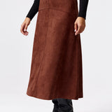 Vegan Suede A-Line Skirt - Cappuccino