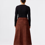 Vegan Suede A-Line Skirt - Cappuccino