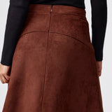 Vegan Suede A-Line Skirt - Cappuccino