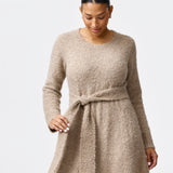 Textured Tie Knit Dress - Dark Taupe