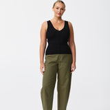 V-Neck Knit Tank - Black