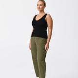 V-Neck Knit Tank - Black