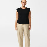 Cap Sleeve Jersey Tank - Black