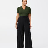 Tailored Pintuck Pants - Black