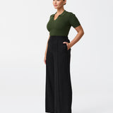Tailored Pintuck Pants - Black