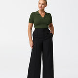 Tailored Pintuck Pants - Black
