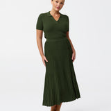 Button Down Knit Skirt - Moss