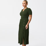 Button Down Knit Skirt - Moss