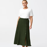 Button Down Knit Skirt - Moss