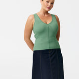 V Neck Knit Tank - Jade