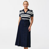 Polo Knit Top - Navy Stripe