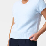 Cap Sleeve Knit Top - Powder Blue