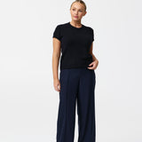 Cap Sleeve Knit Top - Navy