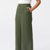 Tailored Pintuck Pants - Khaki