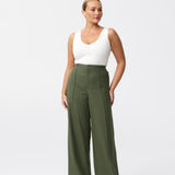 Tailored Pintuck Pants - Khaki