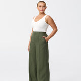Tailored Pintuck Pants - Khaki