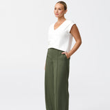 V-Neck Cap Sleeve Jersey Tank - White